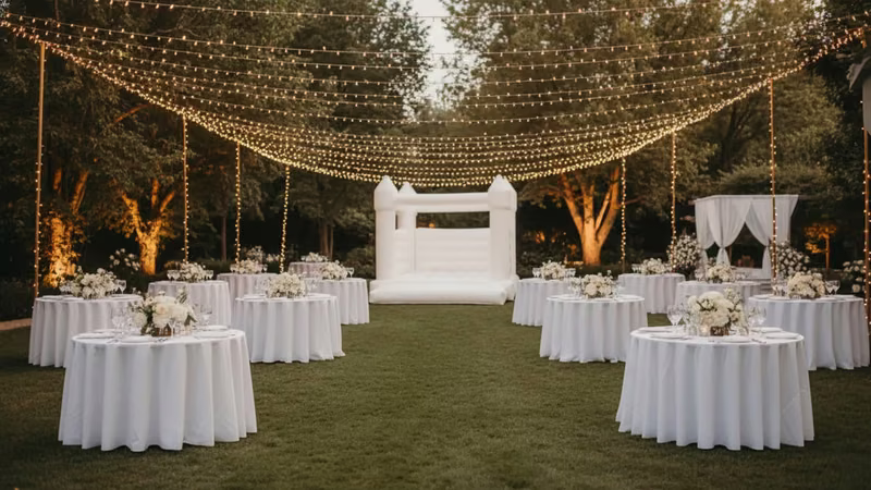 Castillo Blanco inflable vista lateral evento CDMX