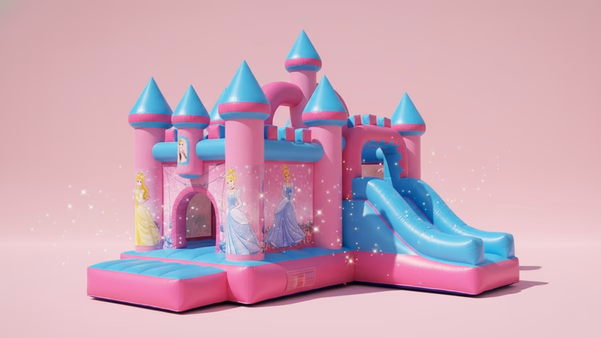 Inflable Castillo de Princesas vista frontal CDMX